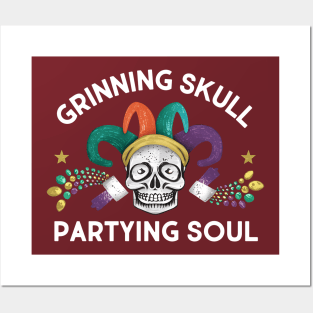 Grinning Skull Partying soul Mardi gras Posters and Art